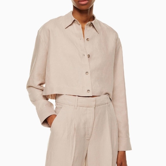 Wilfred Tops - Aritzia Proposal Linen Button Down Cropped Shirt
